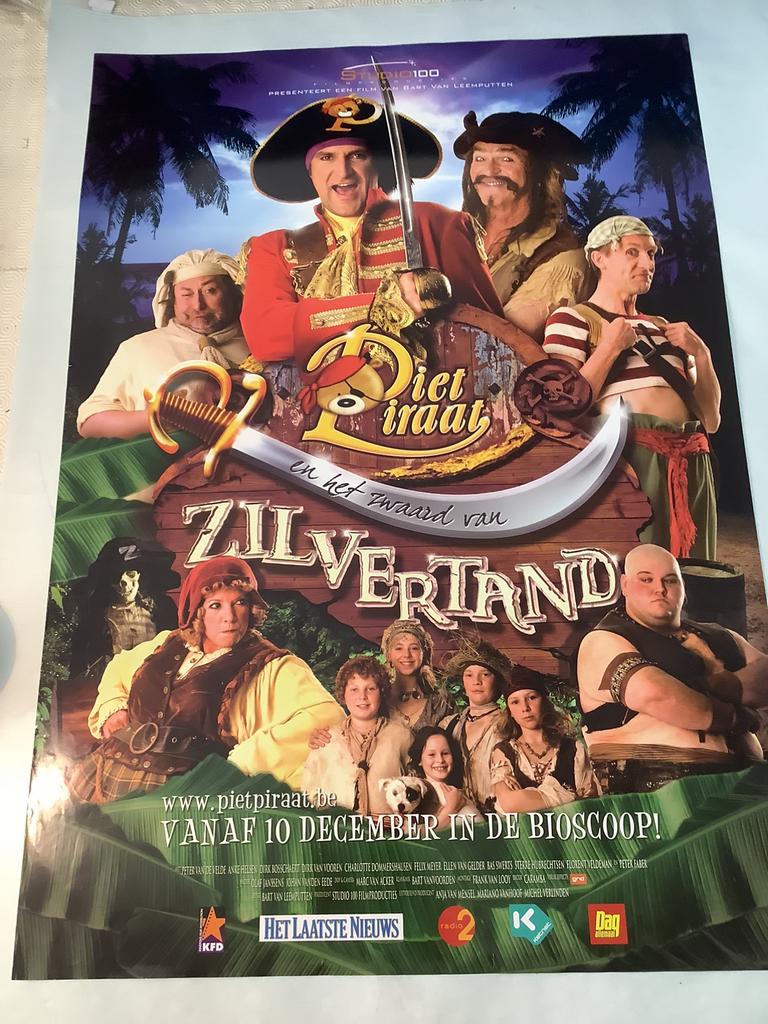 ZILVERTAND  PIET PIRAAT   filmposter  70-100 cm, Ophalen of Verzenden