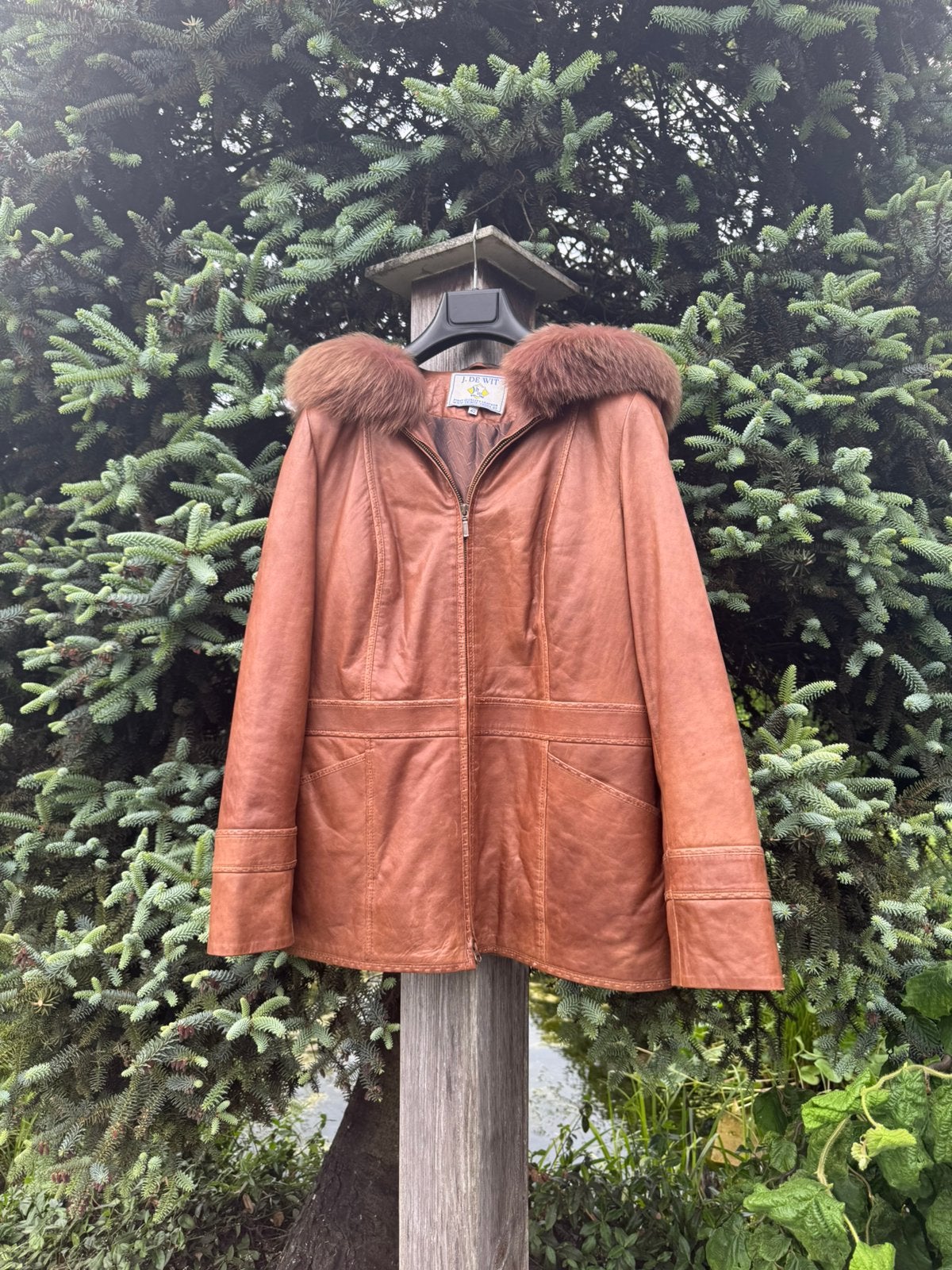 Echte leren jas cognac - maat 40, Kleding | Dames, Ophalen of Verzenden, Nieuw, Maat 38/40 (M), Bruin