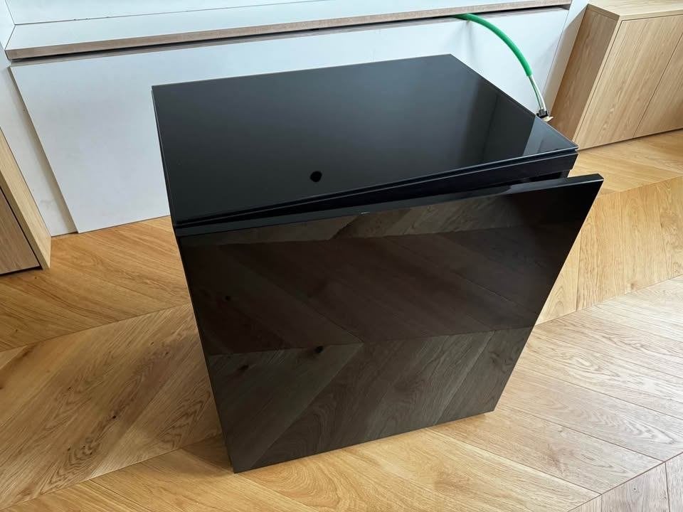 IKEA BESTÅ meuble multimédia noir laqué 60 cm + verre, 25 à 50 cm, Moins de 100 cm, Enlèvement, Utilisé