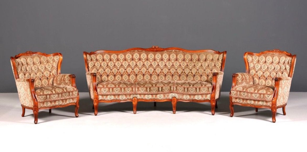 Zetel 3-1-1 barok , louisXV, vintage roze chesterfield, Enlèvement