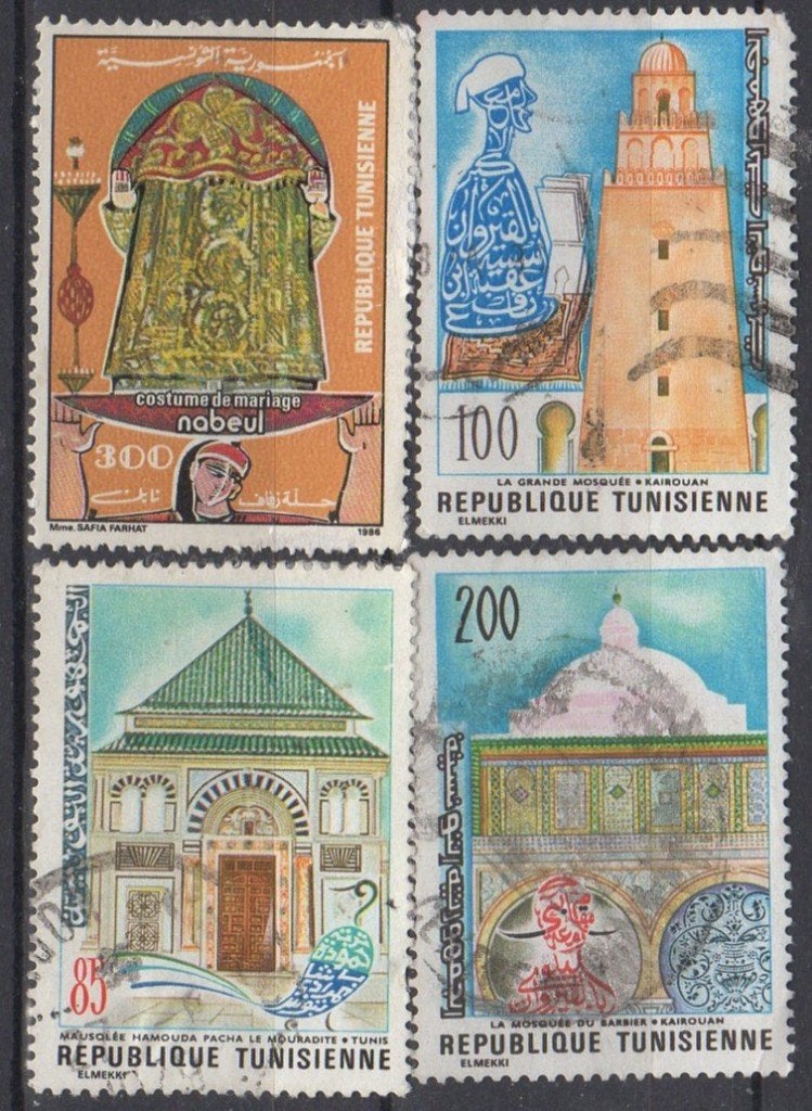 Tunesië - 4 stuks, Postzegels en Munten, Postzegels | Afrika, Verzenden, Tunesië, Gestempeld