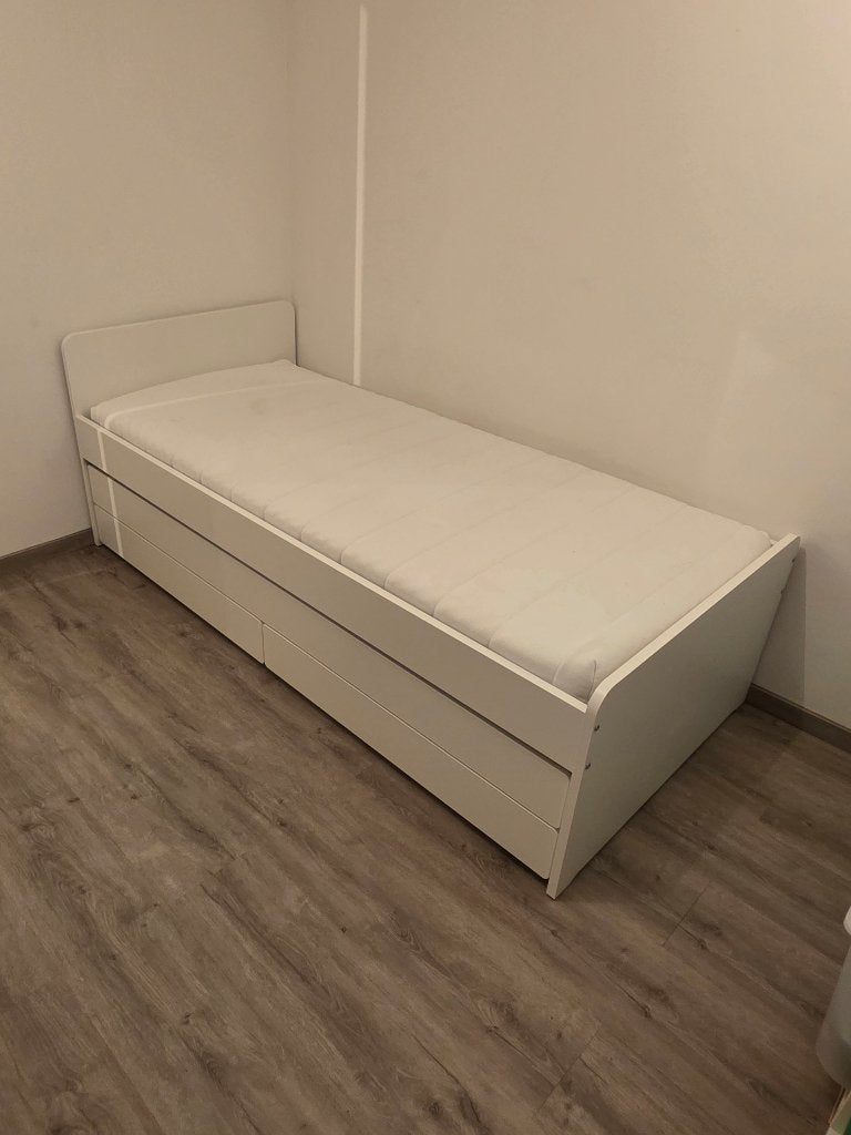 1 persoonsbed te koop., Enlèvement, Une personne, Comme neuf, Bois