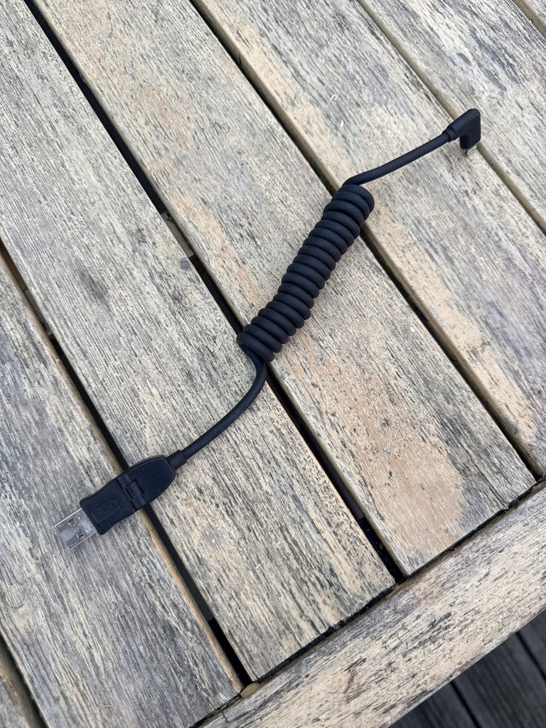 Krulkabel USB-A naar Lightning, haakse stekker, zwart, Ophalen of Verzenden, Gebruikt, Snoer of kabel, Apple