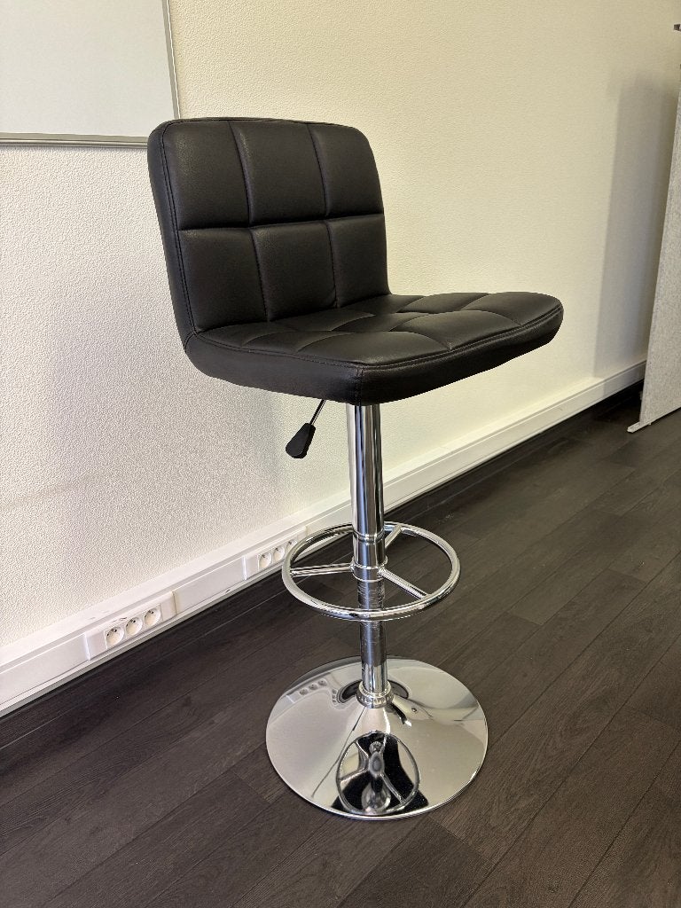 4 tabourets de bar avec dossier, noirs, réglables en hauteur, Maison & Meubles, Tabourets de bar, Comme neuf, 90 cm ou plus, Cuir