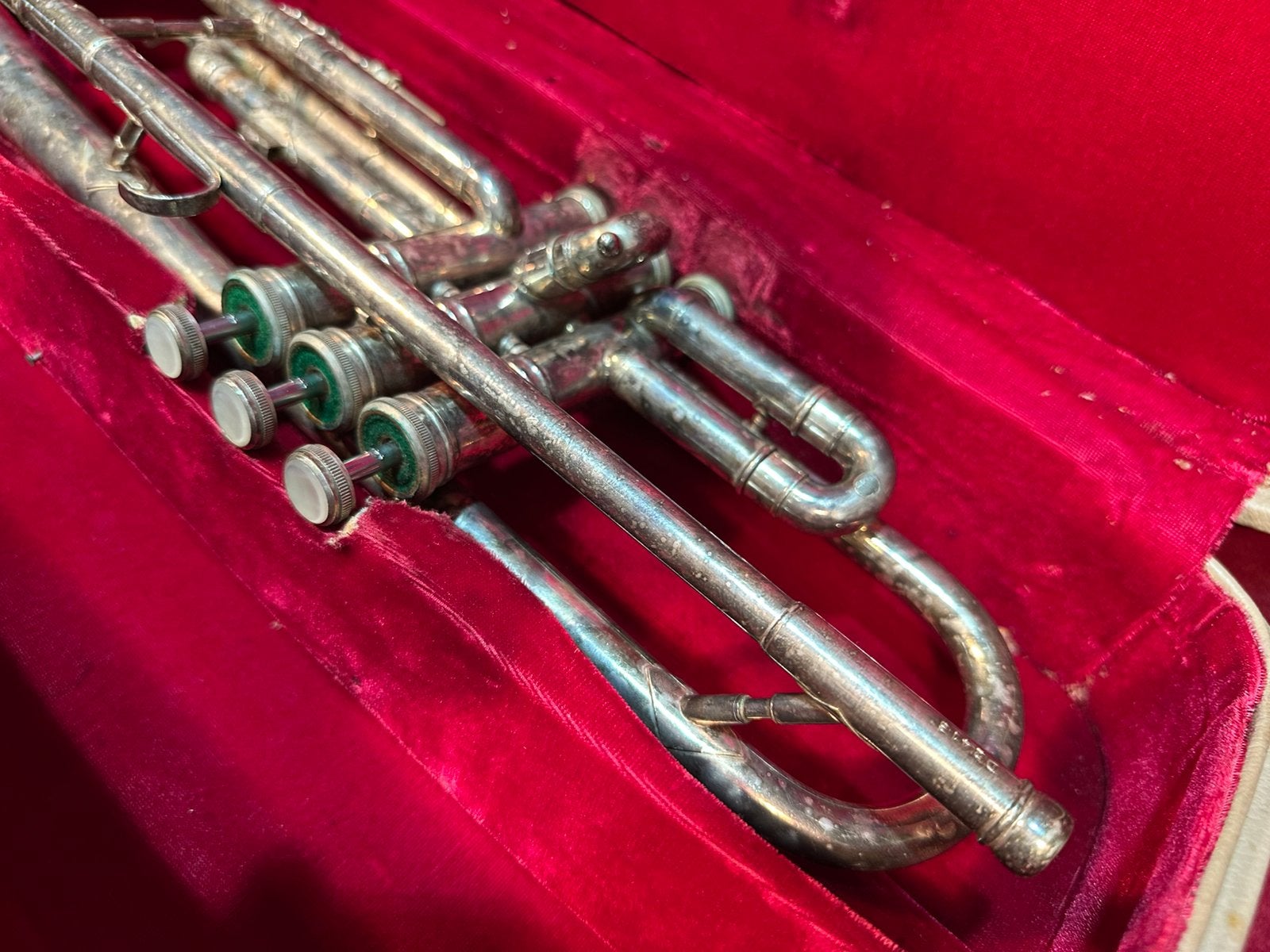 Vintage Trompet met Koffer - Zilverkleurig, Muziek en Instrumenten, Verzenden, Zo goed als nieuw, Met koffer