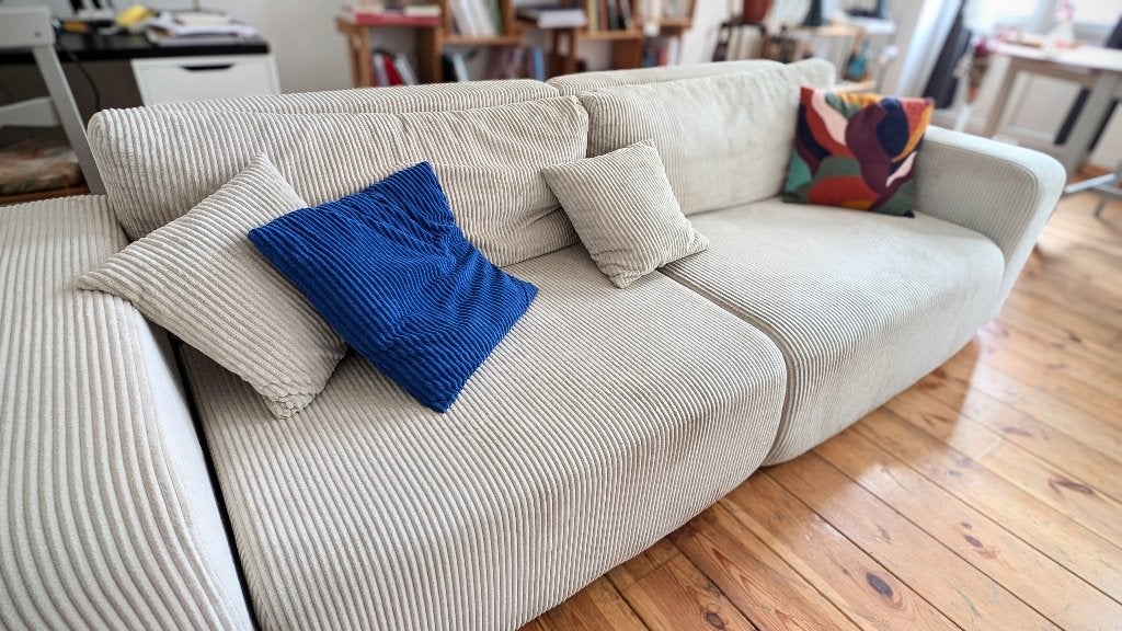 Corduroy slaapbank, Huis en Inrichting, Zetels | Zetels, Gebruikt, Rechte bank, Vierpersoons of meer, 200 tot 250 cm, 75 tot 100 cm