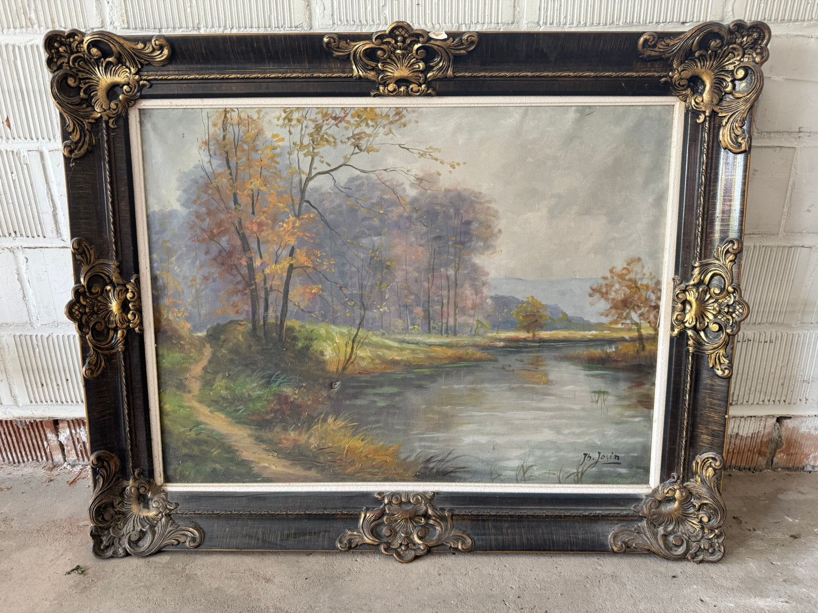 Cadre ancien, Peinture acrylique, Paysage, Enlèvement, Toile
