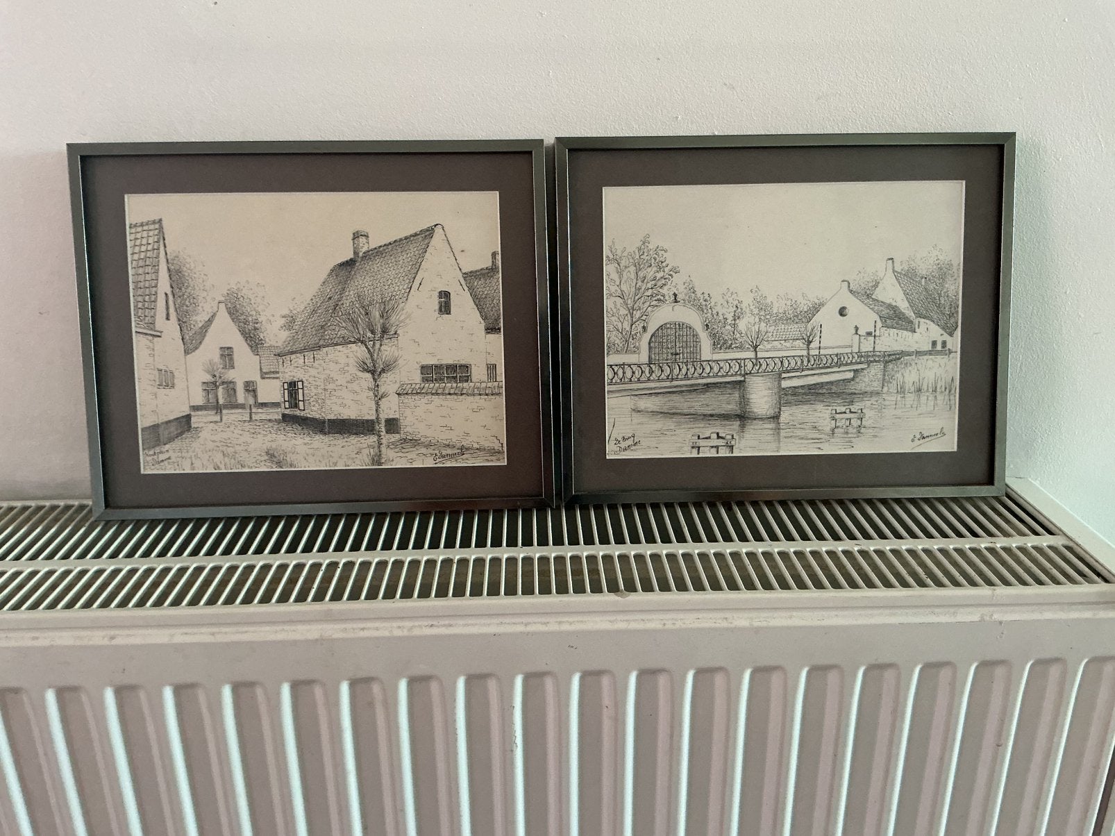 2 mooie tekeningen, Antiquités & Art, Enlèvement ou Envoi, Dessin, Sous verre