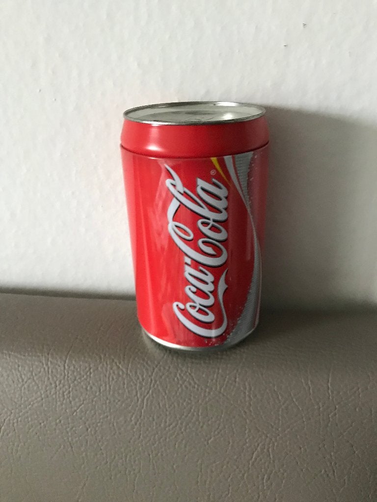 spaarpot coca cola in blik, Ophalen