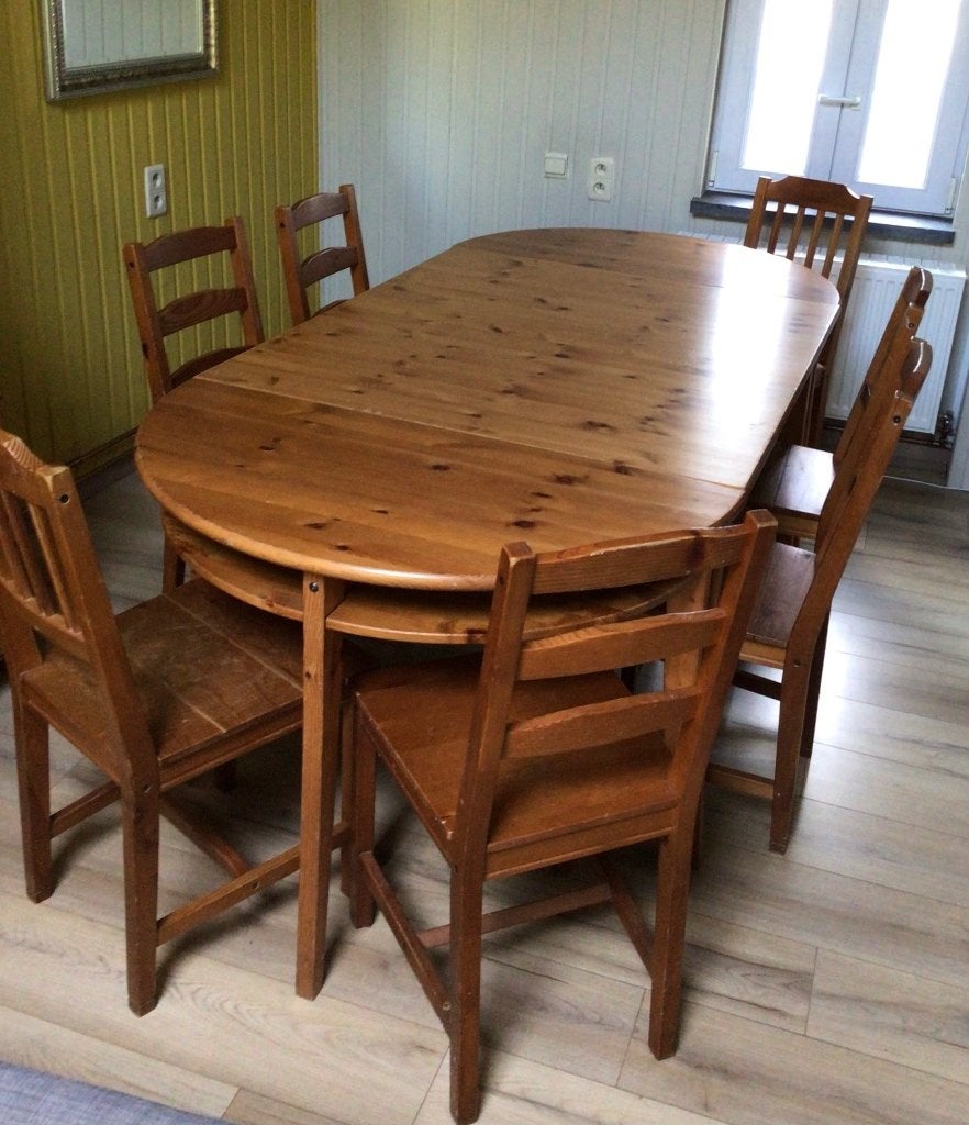 Gratis eettafels met 7 stoelen, Huis en Inrichting, Ophalen, Gebruikt