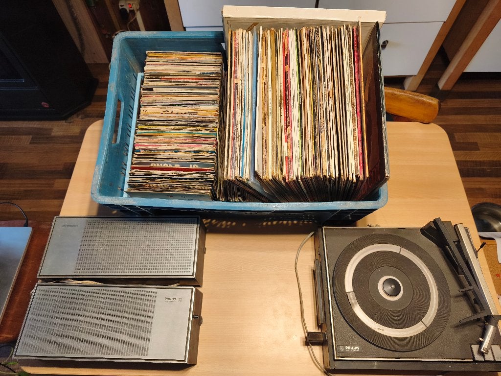 Philips Stereo platenspeler met 34 luidsprekers en vinylset, Antiek en Kunst, Ophalen
