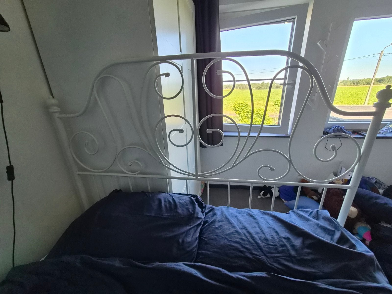 Ikea wit metalen bedframe 140x 200 cm, Romantisch, 140 cm, Enlèvement, Utilisé
