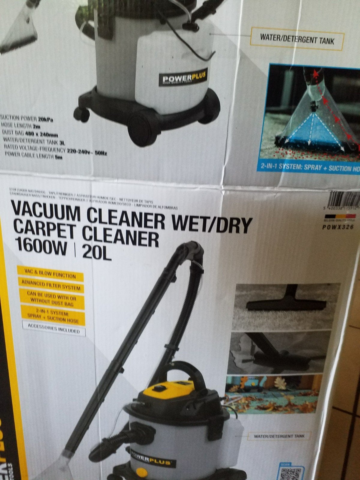 Aspirateur nettoyeur de tapis pour déchets secs et humides., Accessoires inclus, Comme neuf, 1200 à 1600 watts, Nettoyeur combiné