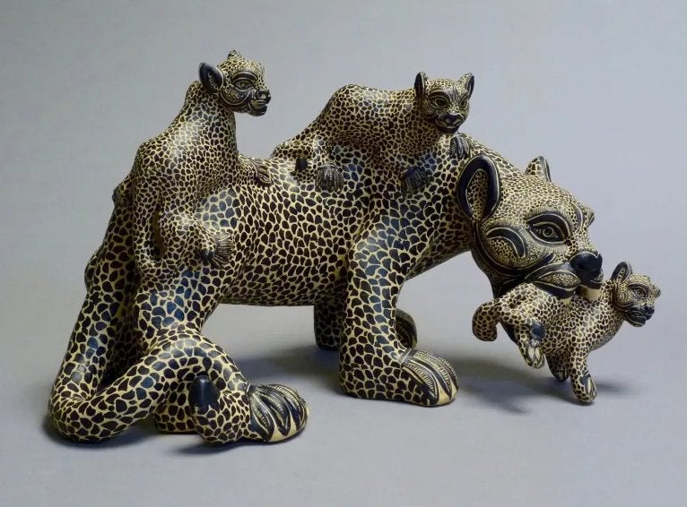 Jaguars  uit Chiapas, Antiquités & Art, Pierre/céramique, Sculpture, Enlèvement ou Envoi, Fait main
