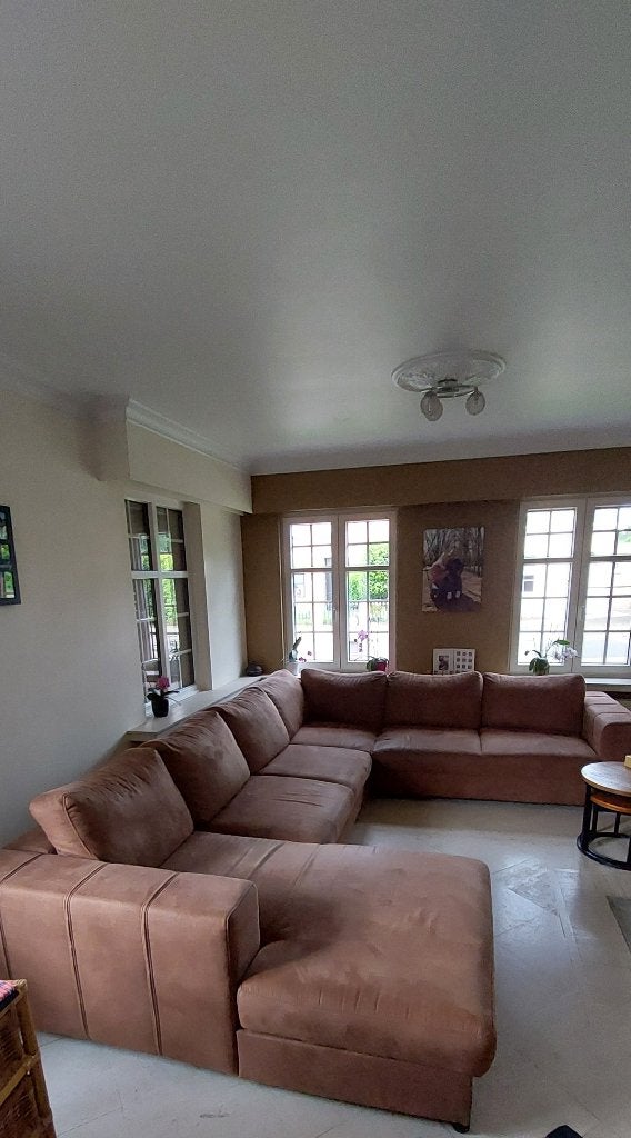 Hoeksalon bruin, Huis en Inrichting, Ophalen, Zo goed als nieuw, Stof