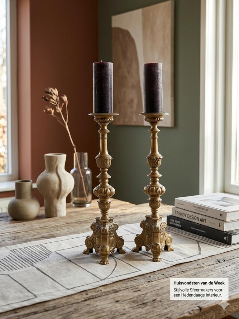 Paire unique de chandeliers antiqu, Enlèvement ou Envoi, Autres matériaux