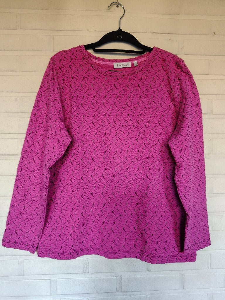 Warm fuchsia roze T-shirt met dessin, lange mouw, Bicalla, L, Kleding | Dames, T-shirts, Ophalen, Maat 42/44 (L), Nieuw, Lange mouw