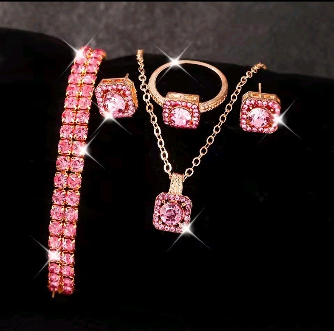 armband, ketting, ring, oorbellen set, Bijoux, Sacs & Beauté, Envoi, Neuf, Or, Avec pierre précieuse