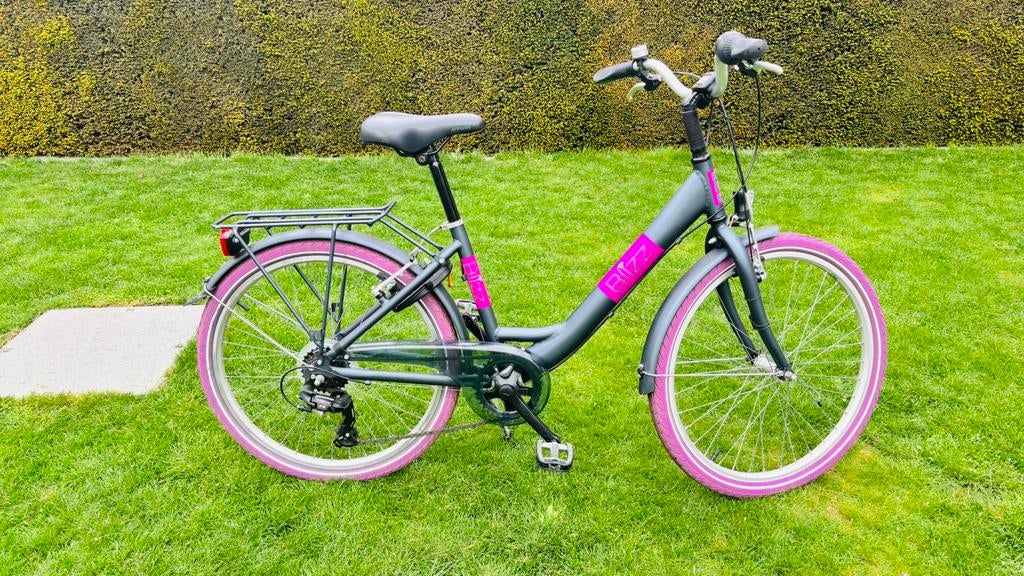 Bike Fun Blizz Meisjesfiets - 24 inch - Antraciet, Fietsen en Brommers, Ophalen, 24 inch, Velgrem, Versnellingen