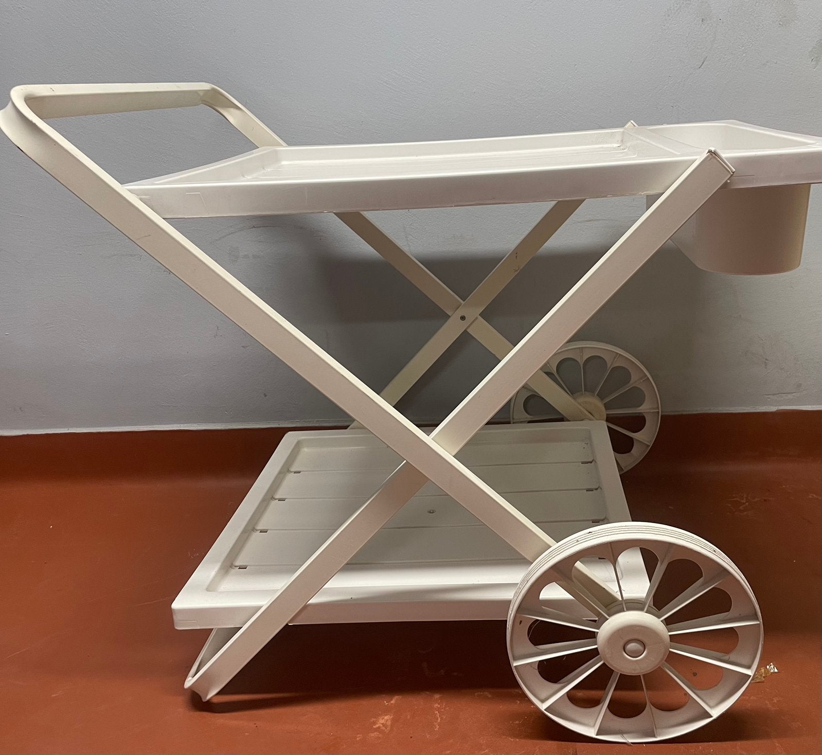 Handige inklapbare kunststof serveerwagen/tuintrolley – Wit, Enlèvement, Utilisé