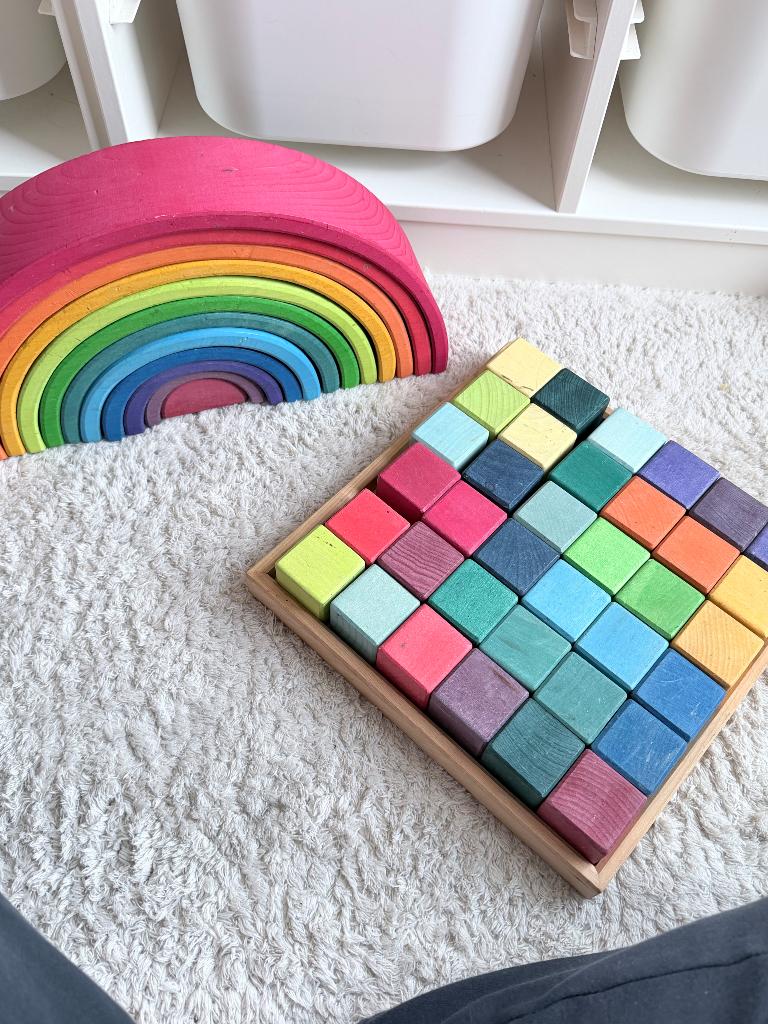 Grimms grote regenboog + mozaïek blokken (36 set), Enfants & Bébés, Jouets | Jouets en bois, Utilisé, Autres types, Enlèvement