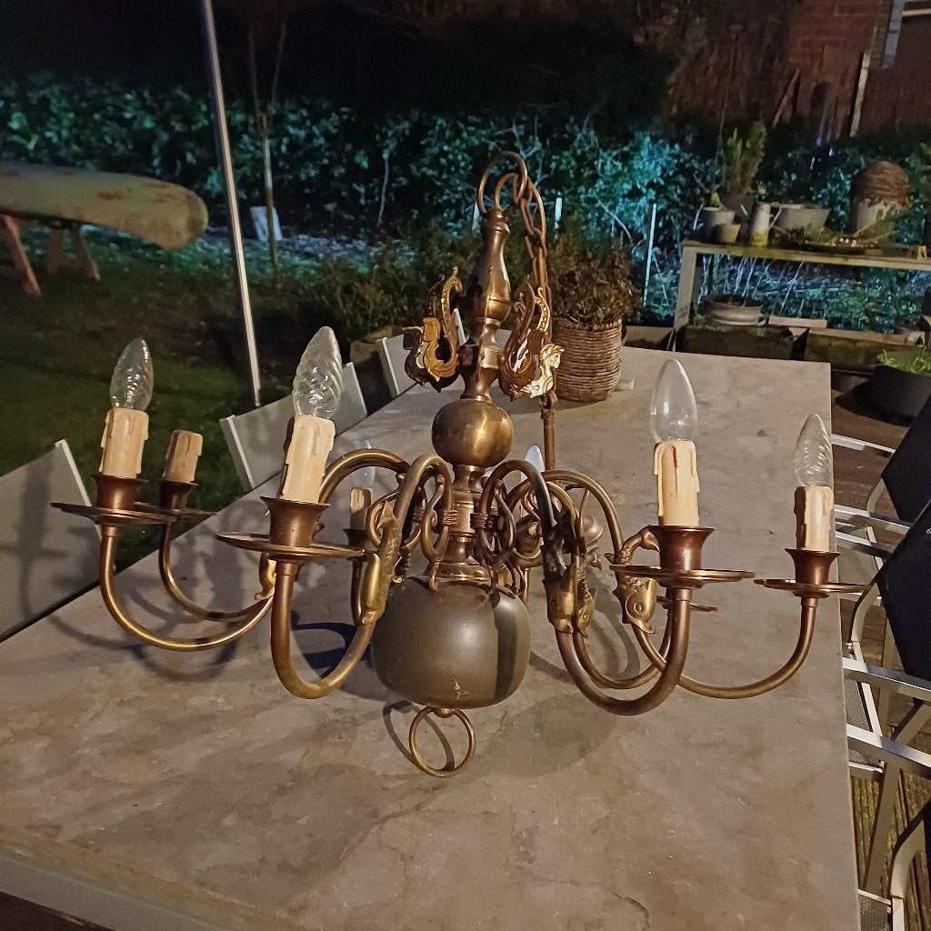 Koperen antieke luchter, Antiek en Kunst, Antiek | Verlichting, Ophalen