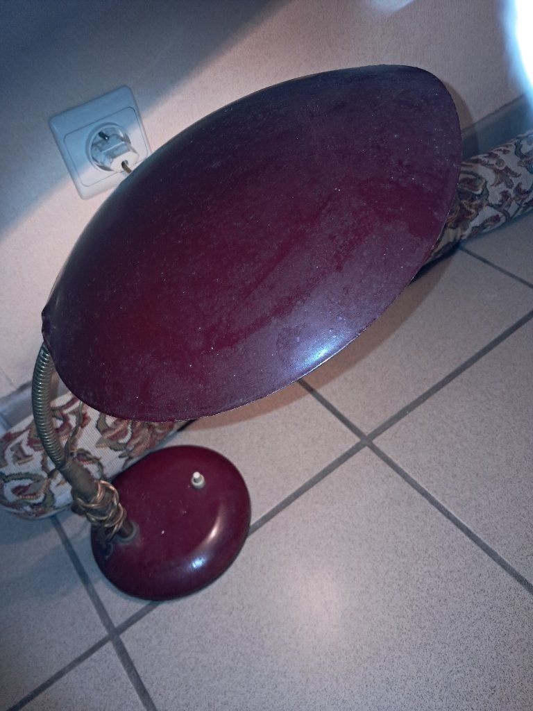 Retro bordeau tafel/bureau lamp met space kap, Ophalen of Verzenden, Overige typen