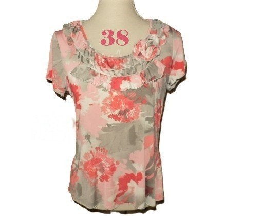 (97)- blouse femme t.38 grise et rose - armand thiery -, Taille 38/40 (M), Enlèvement ou Envoi, Rose, Comme neuf