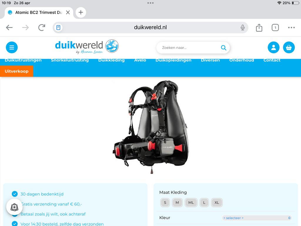 Wing jacked is nog nieuw, Watersport en Boten, Duiken, Ophalen, Zo goed als nieuw
