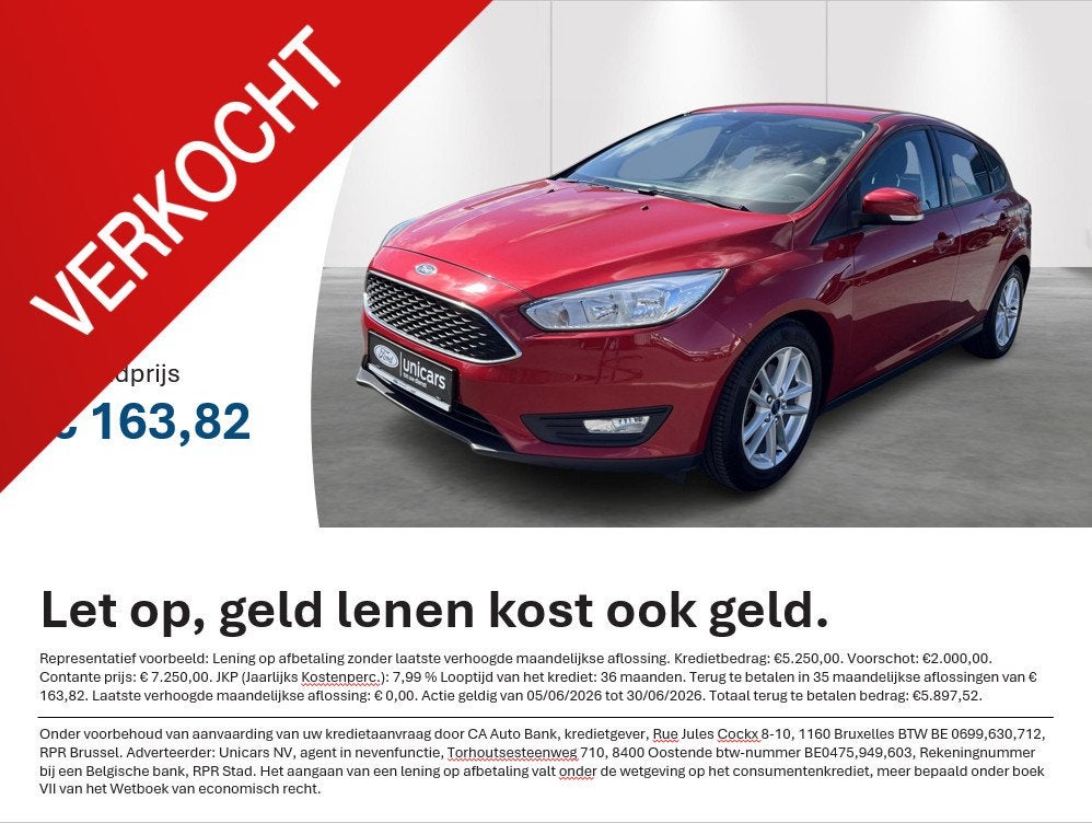 Ford Focus 1.0 Trend, Achat, Euro 6, Entreprise, Boîte manuelle