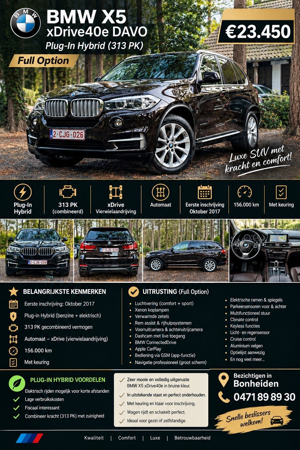 BMW X5 xDrive E40 DAVO — HOMOLOGUÉ 0471 89 89 30, Autos, Cuir, 5 portes, Automatique, Particulier