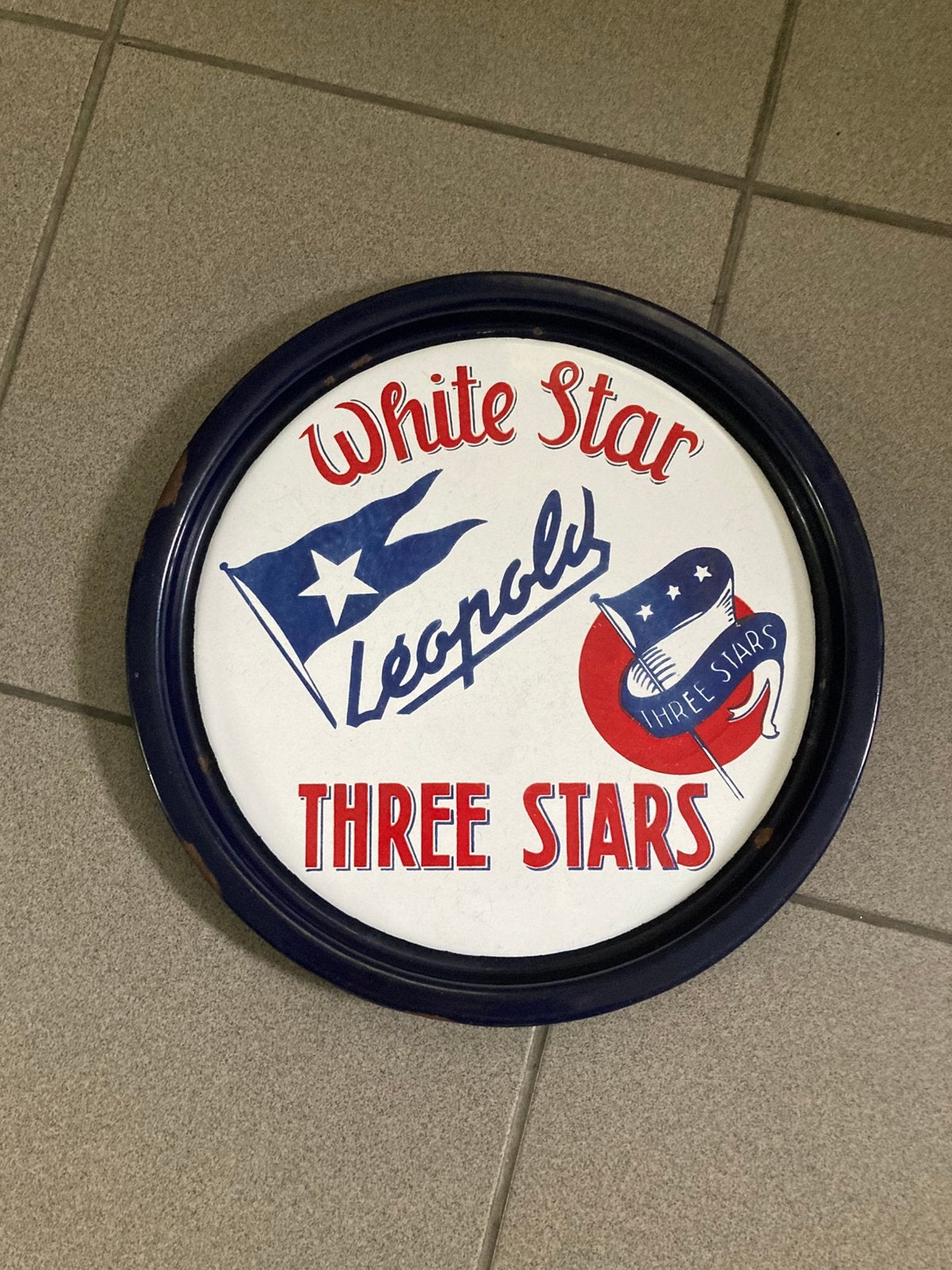 Leopold white star three stars emaille, Ophalen of Verzenden, Zo goed als nieuw