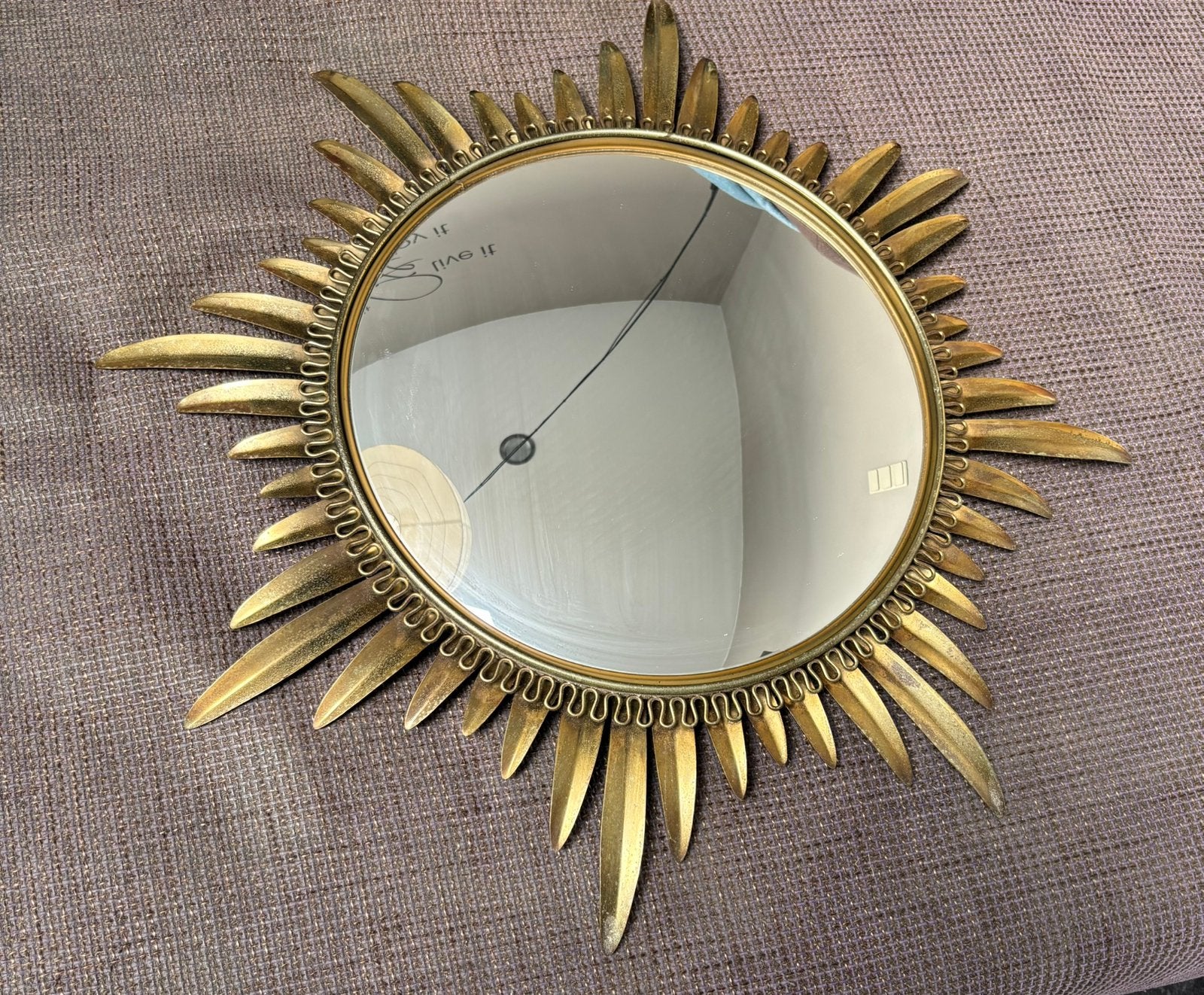 Vintage Deknudt zonnespiegel, Antiek en Kunst, Ophalen, Rond, 50 tot 100 cm