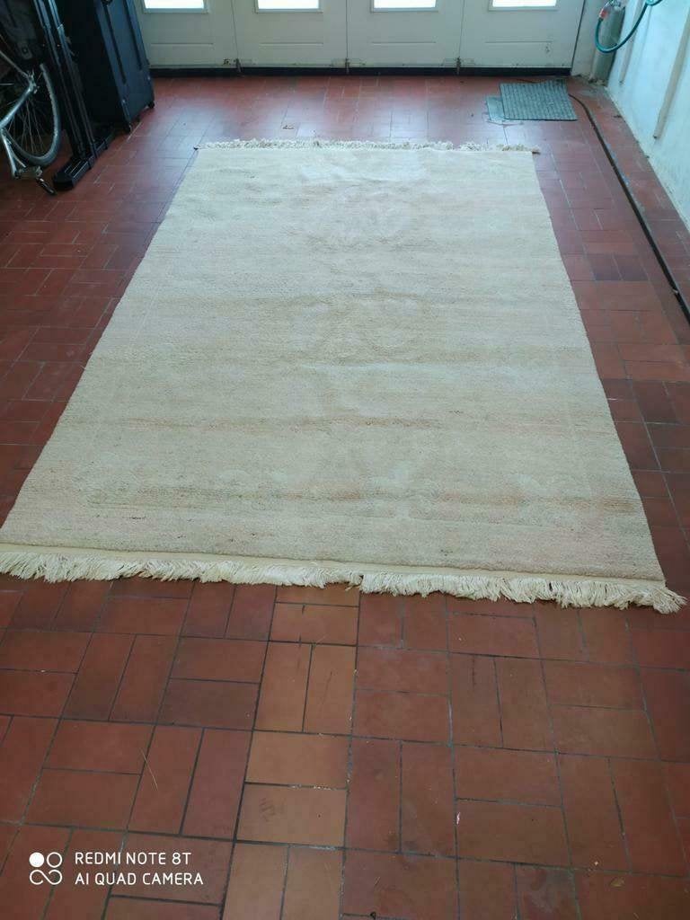 Handgeknoopt Tibetaans tapijt, Huis en Inrichting, Stoffering | Tapijten en Vloerkleden, Ophalen, Gebruikt, Beige, 150 tot 200 cm