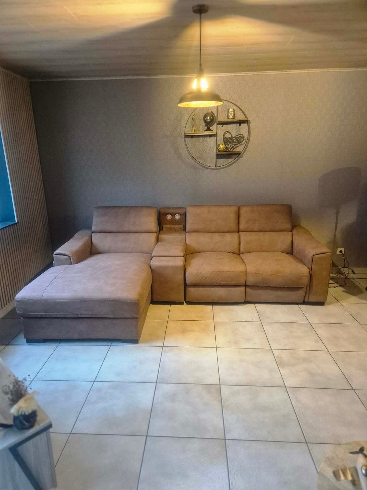 Hoeksalon met elektrische relaxzetel, Huis en Inrichting, Ophalen, Nieuw