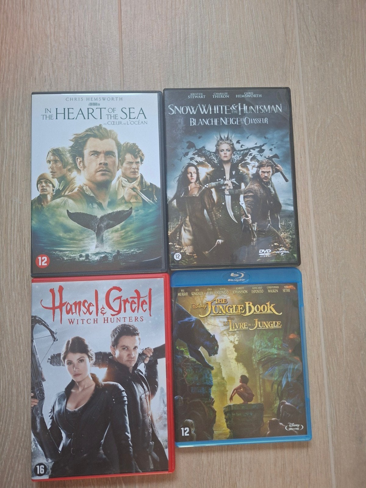 Filmpakket: 3 DVD's + 1 Blu-ray (o.a. The Jungle Book, In, Cd's en Dvd's, Engels, Nederlands, Vanaf 9 jaar, Ophalen of Verzenden