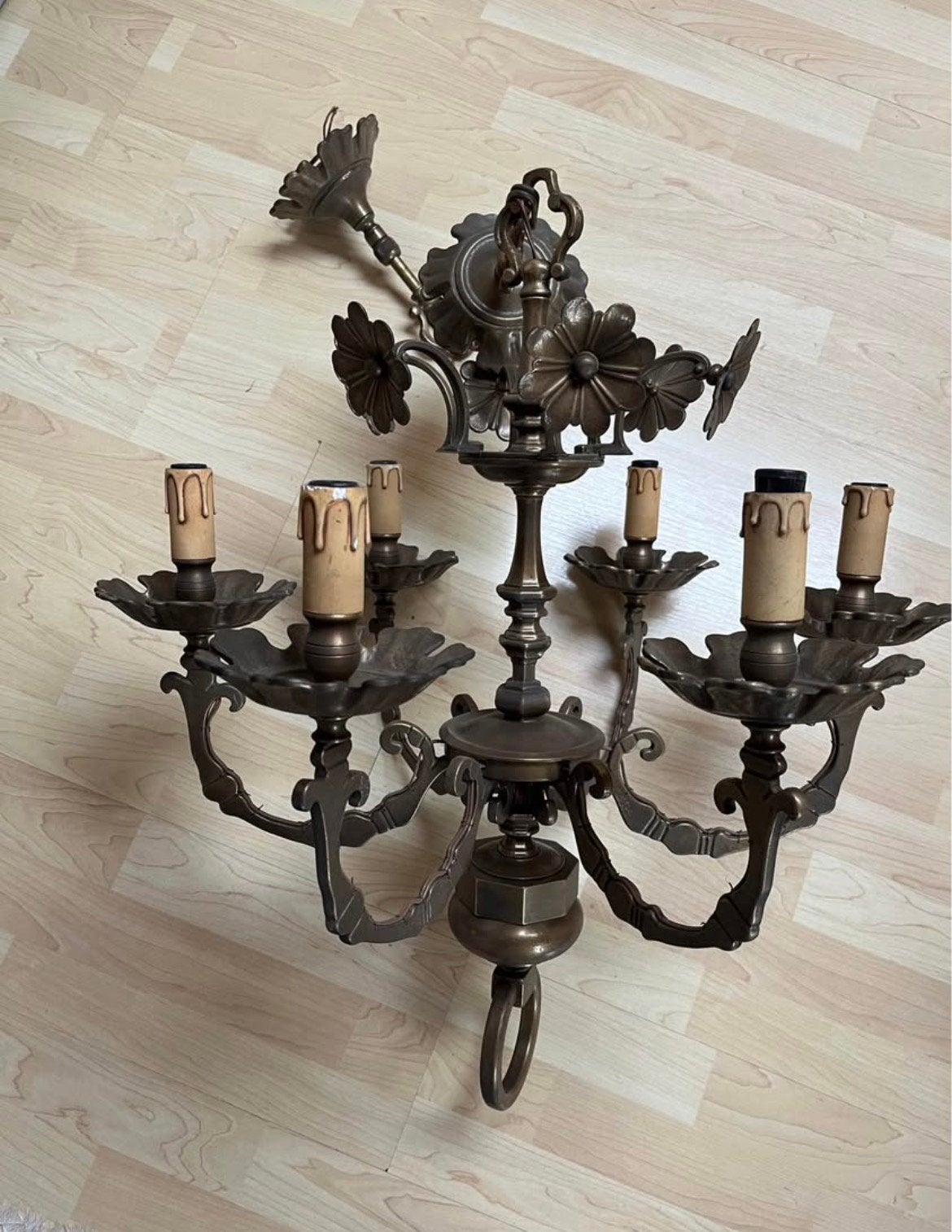 Massief bronzen luster,, Antiek en Kunst, Ophalen