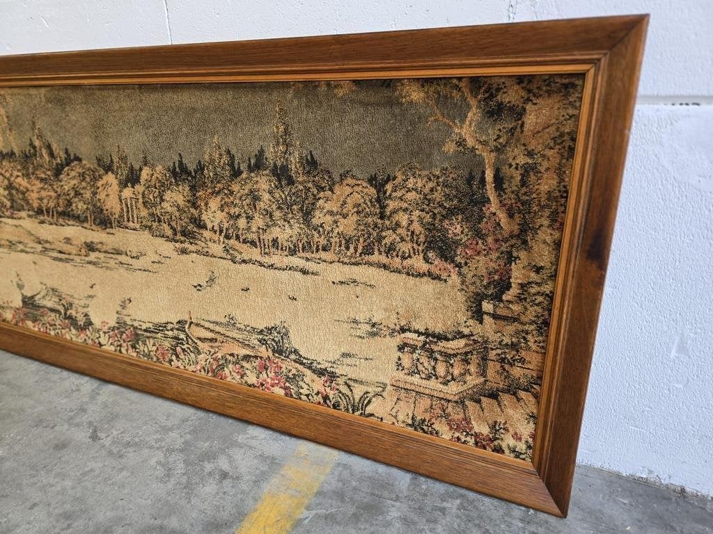 Vintage wanddecoratie / wandtapijt in kader, Antiek en Kunst, Ophalen