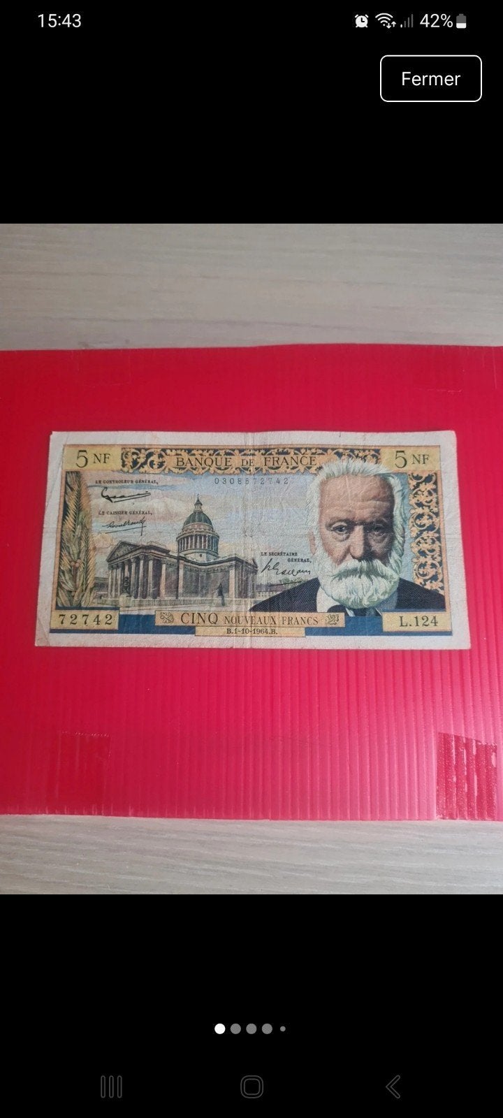 billet 5NF Victor Hugo  France, Timbres & Monnaies, Enlèvement ou Envoi, Billets en vrac
