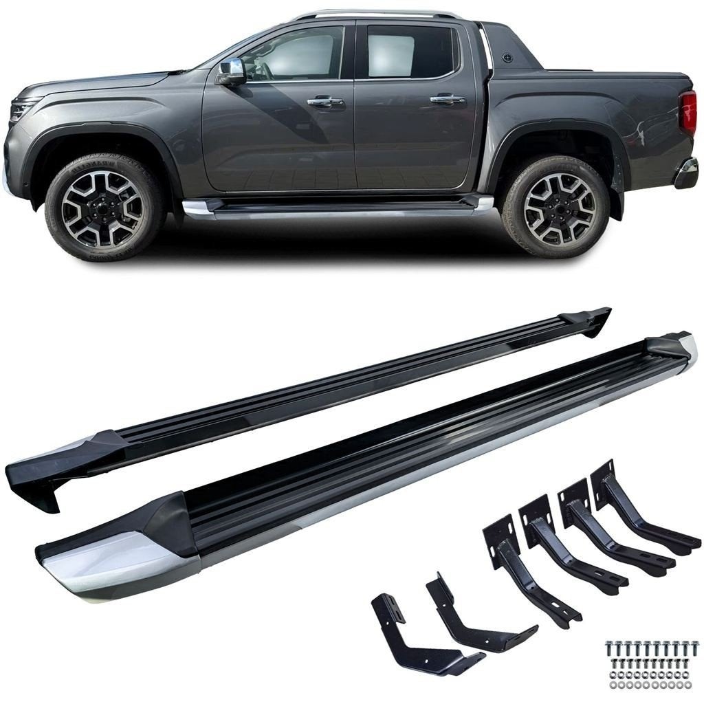 Side Steps Geschikt voor Volkswagen Amarok Zilver Zwart, Verzenden