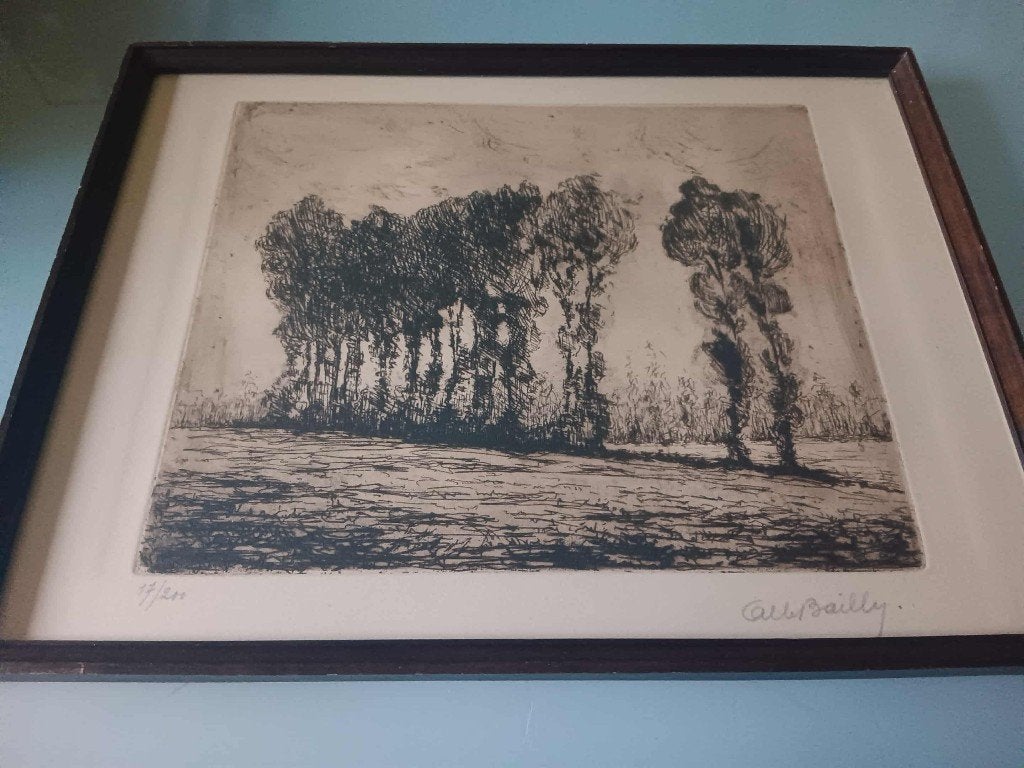 ets gesigneerd Albert Bailly, Antiek en Kunst, Kunst | Etsen en Gravures, Ophalen of Verzenden, Ets, Gesigneerd
