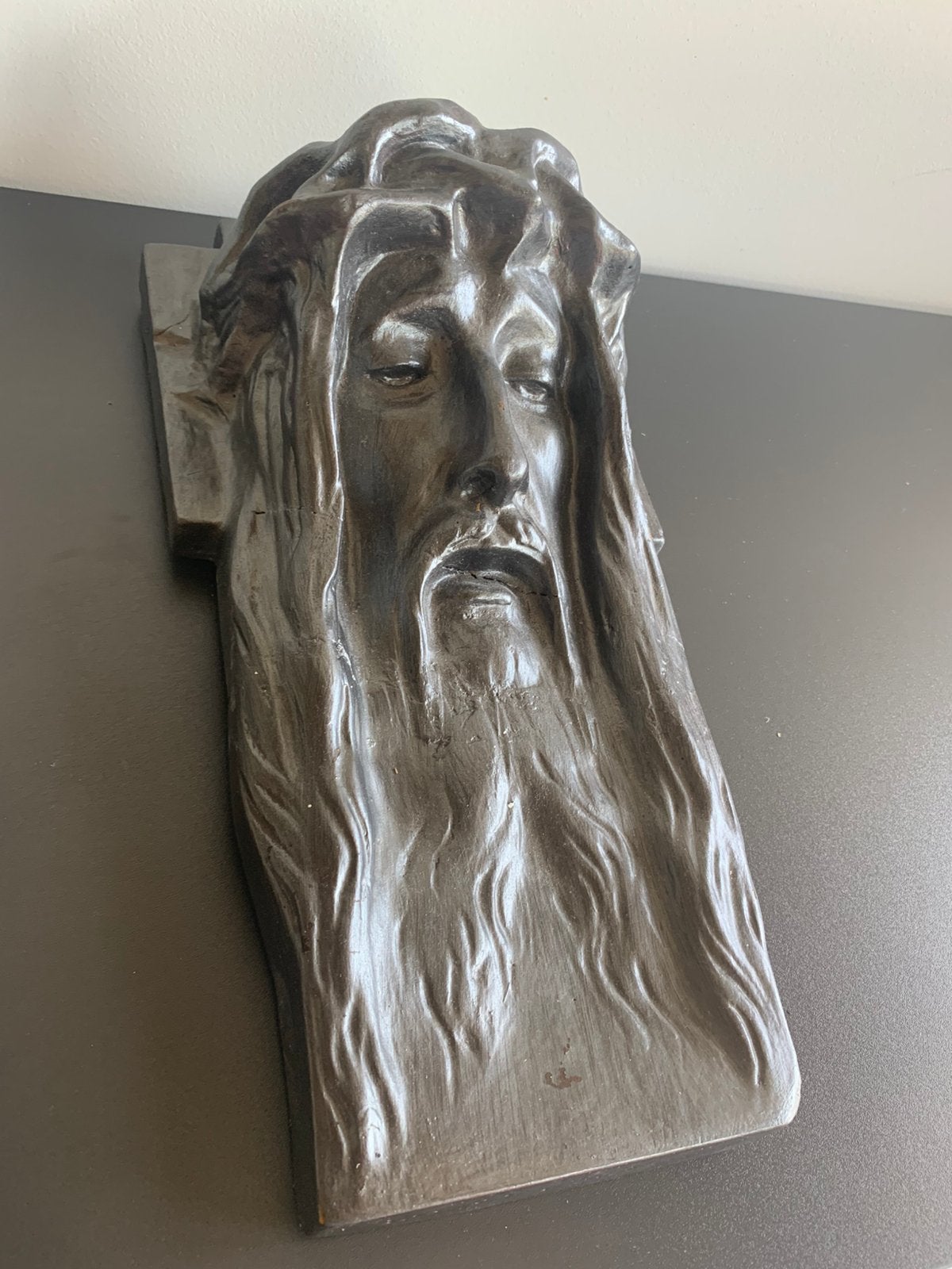 Relief mural Art Déco vintage visage du Christ, Antiquités & Art, Enlèvement ou Envoi