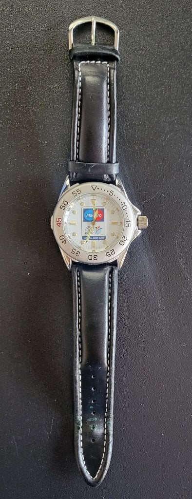 Horloge UEFA Euro 2000 incl. metalen verpakking, Ophalen, Leer, Staal, Polshorloge