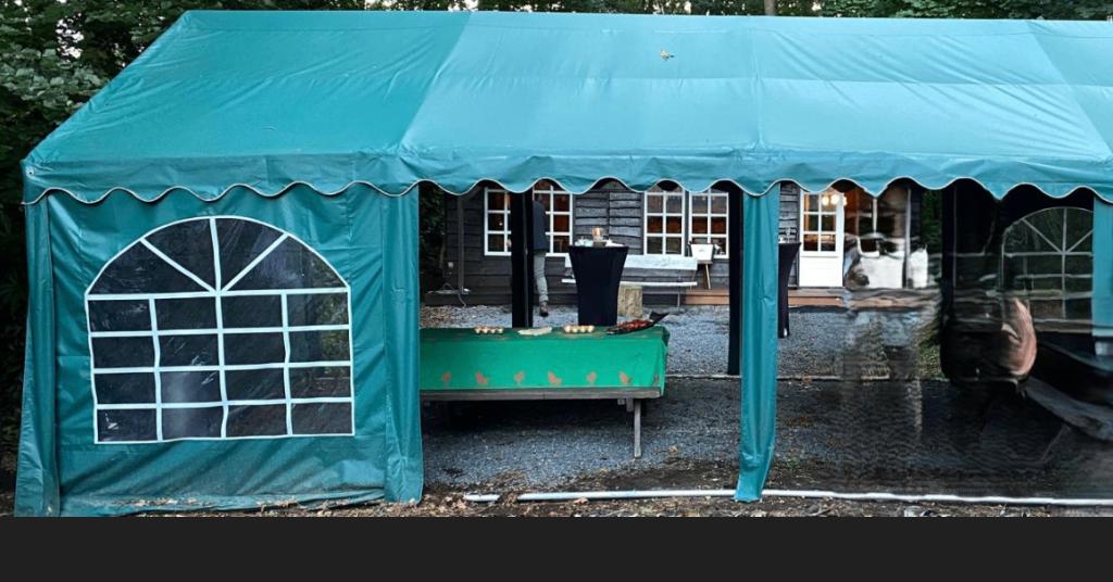 Robuste Partytent (Toolport) 4x8m, PVC zeil, met Grondframe, Tuin en Terras, Partytenten, Zo goed als nieuw, Partytent, 2 meter of meer