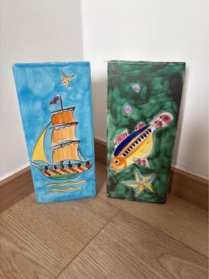Vintage Italiaanse keramische wandvazen–handgesch. –jaren 70, Ophalen