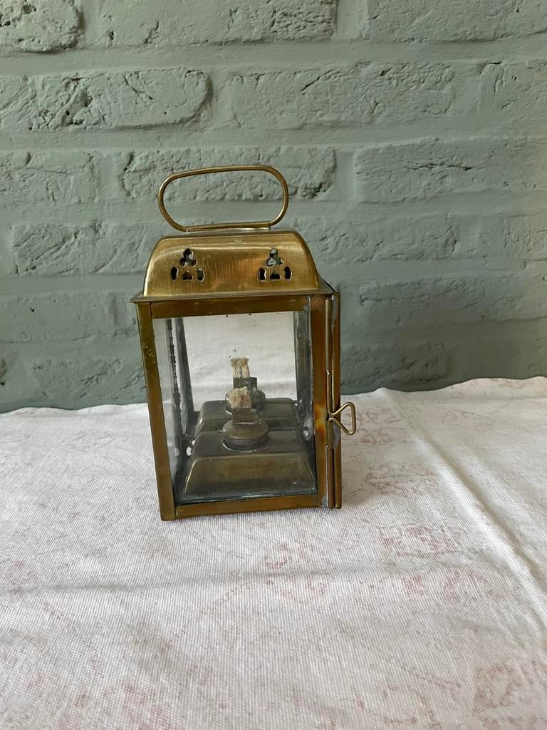 Oude koperen olielamp / lantaarn – decoratief en sfeervol, Maison & Meubles, Accessoires pour la Maison | Bougeoirs & Bougies