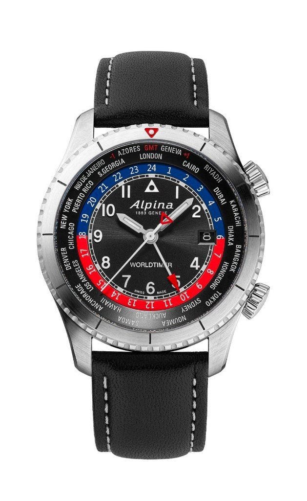 Alpina Startimer Pilot Worldtimer GMT, Ophalen of Verzenden, Conditie, Zo goed als nieuw, Zwart