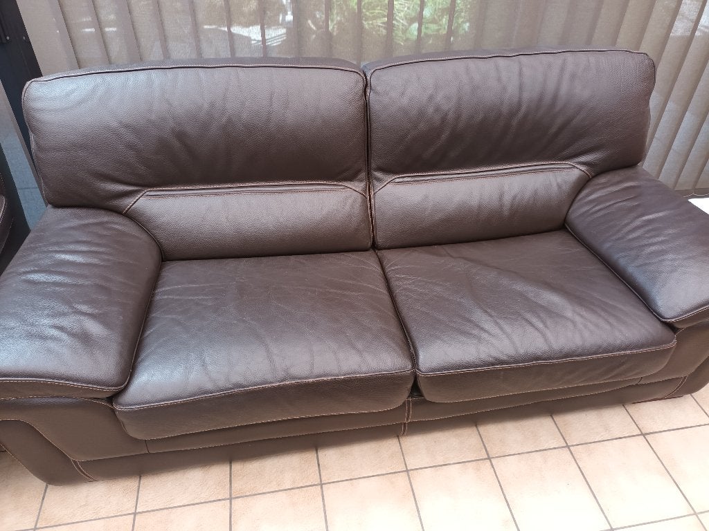 siège en cuir marron, 200 à 250 cm, Banc droit, Enlèvement, Utilisé