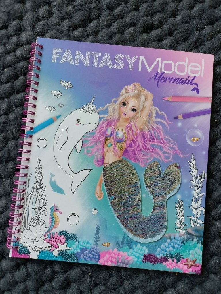 Fantasy Model Mermaid kleurboek met paillettenstaart, Ophalen, Nieuw, Papier, Schets- of Tekenboek