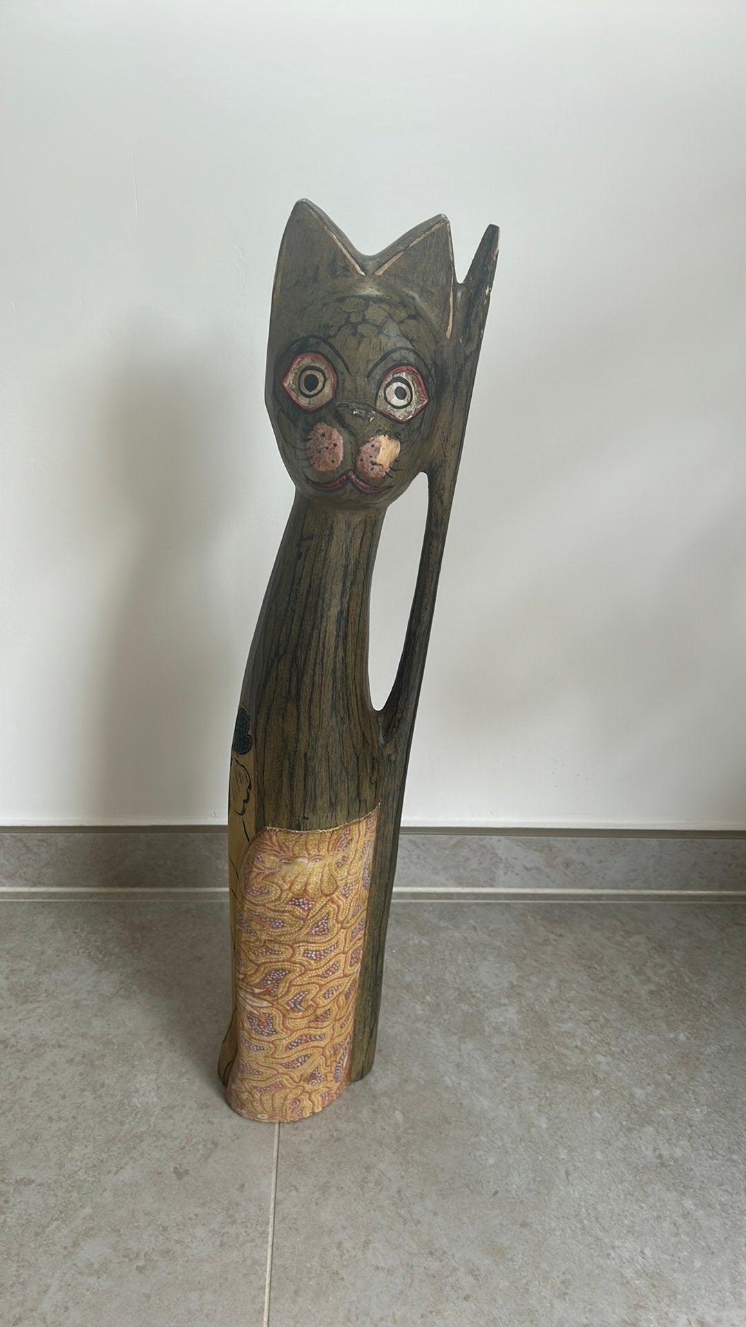 Chat en bois, Antiquités & Art, Bois, Autres types, Brun, Enlèvement